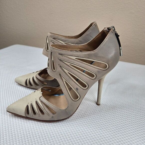 LAMB Gwen Stefani Stiletto Heels Cutouts Womens Size 8 Taupe Beige - Picture 3 of 12